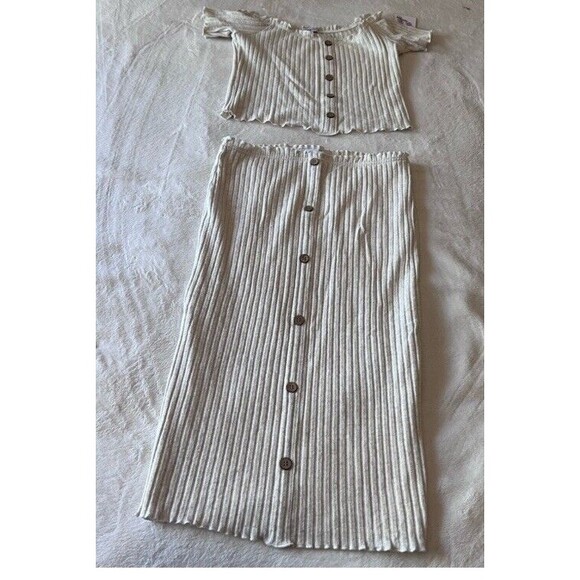 Orange Kiss Matching Off-Shoulder Ribbed Top and Skirt Set Size M - Picture 4 of 13